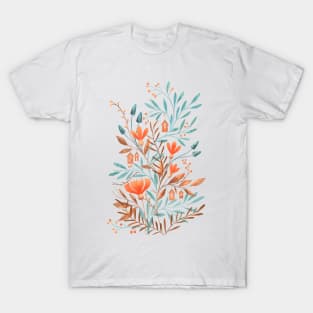 Flowers, leaves and little houses T-Shirt